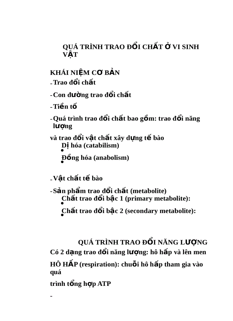 Quá trình trao đổi chất ở vi sinh vật