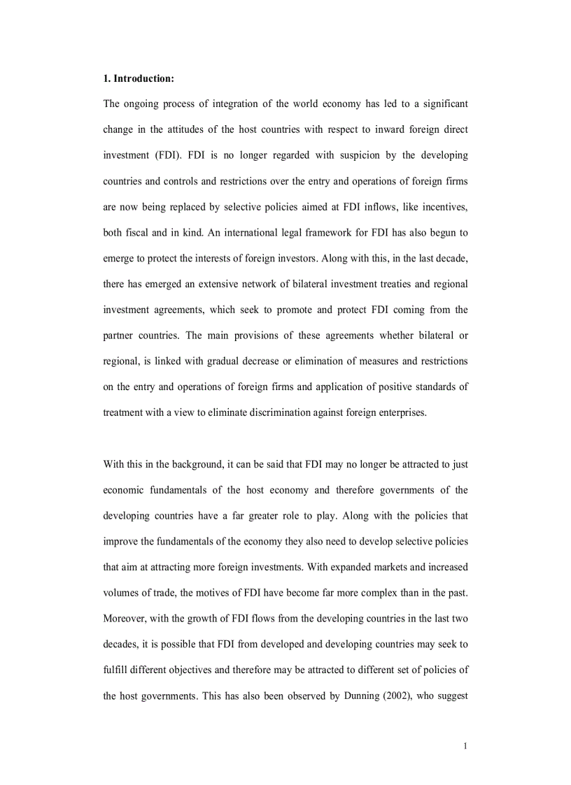 Impact of Government Policies and Investment Agreements on FDI Inflows to Developing Countries An Empirical Evidence