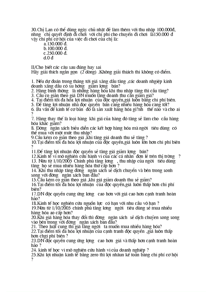 image for page Trắc nghiệm kinh tế vi mô có đáp án