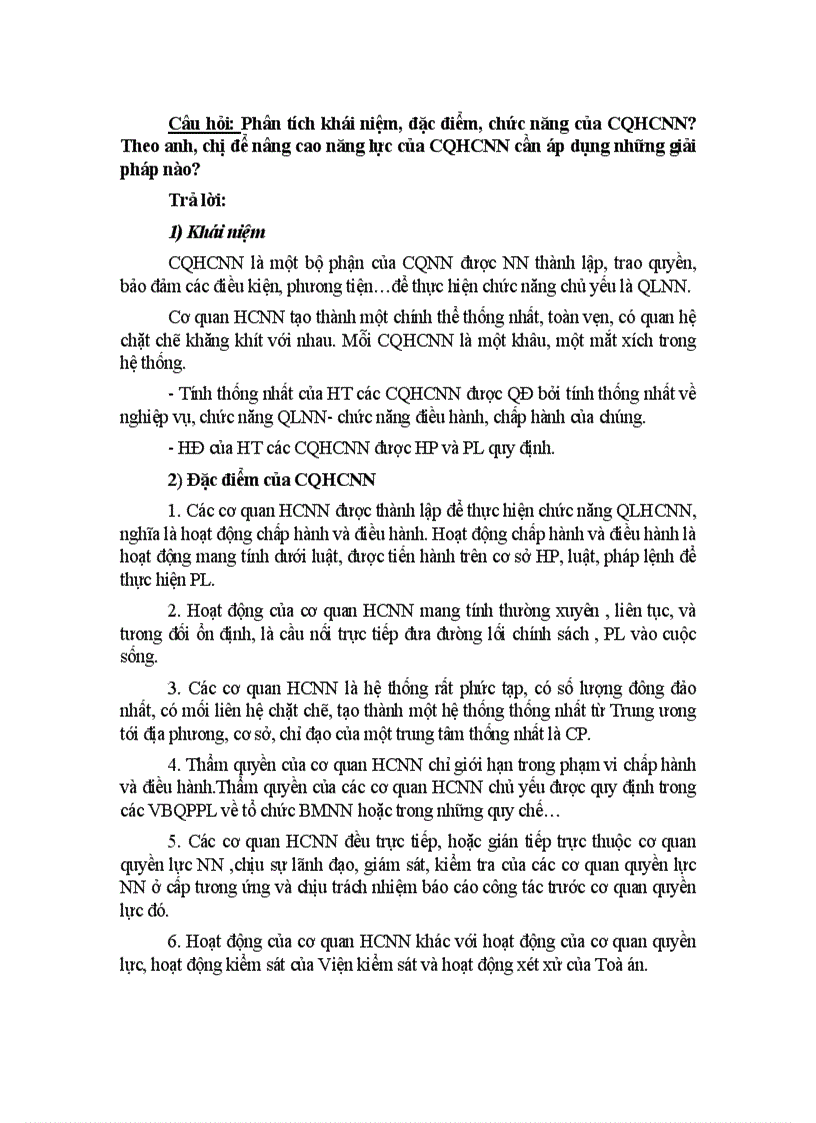 image for page Phần 1 Ôn tập Khái niệm đặc điểm chức năng của Cơ quan hành chính nhà nước