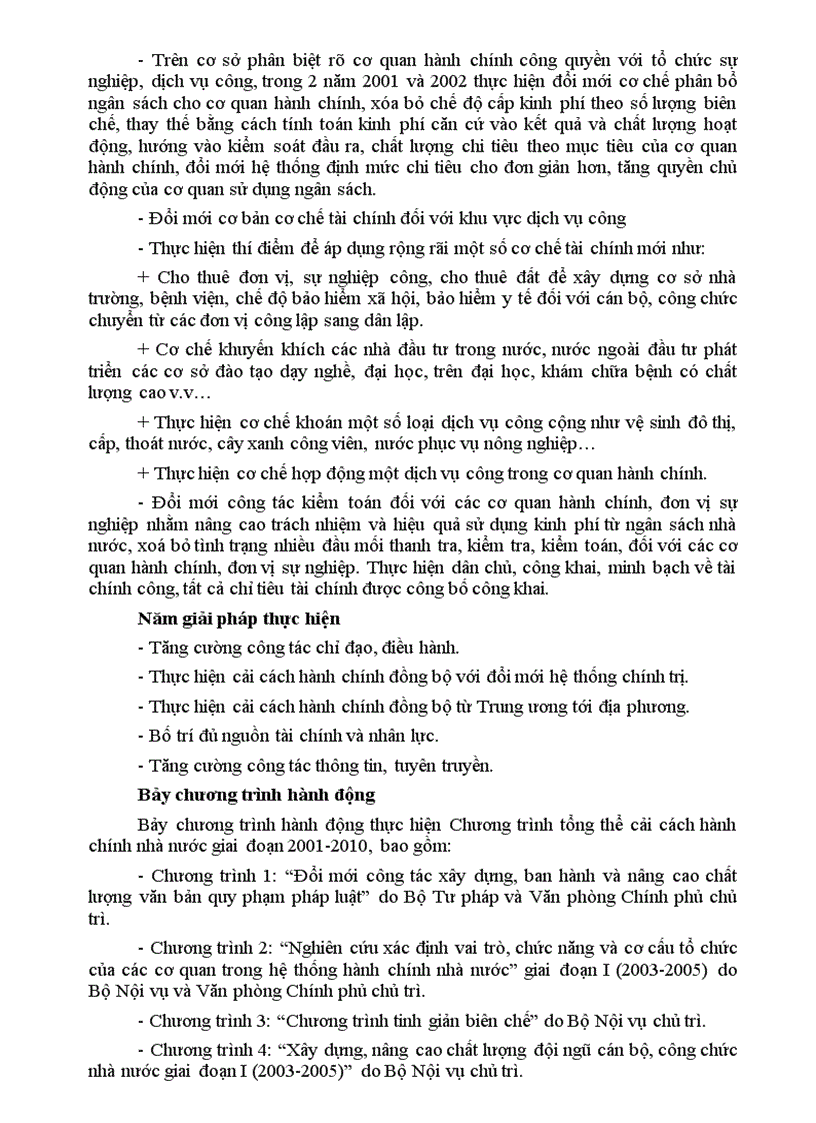 image for page Ôn tập Phần 2 Chương trình tổng thể Cải cách thủ tục hành chính 2001 2010