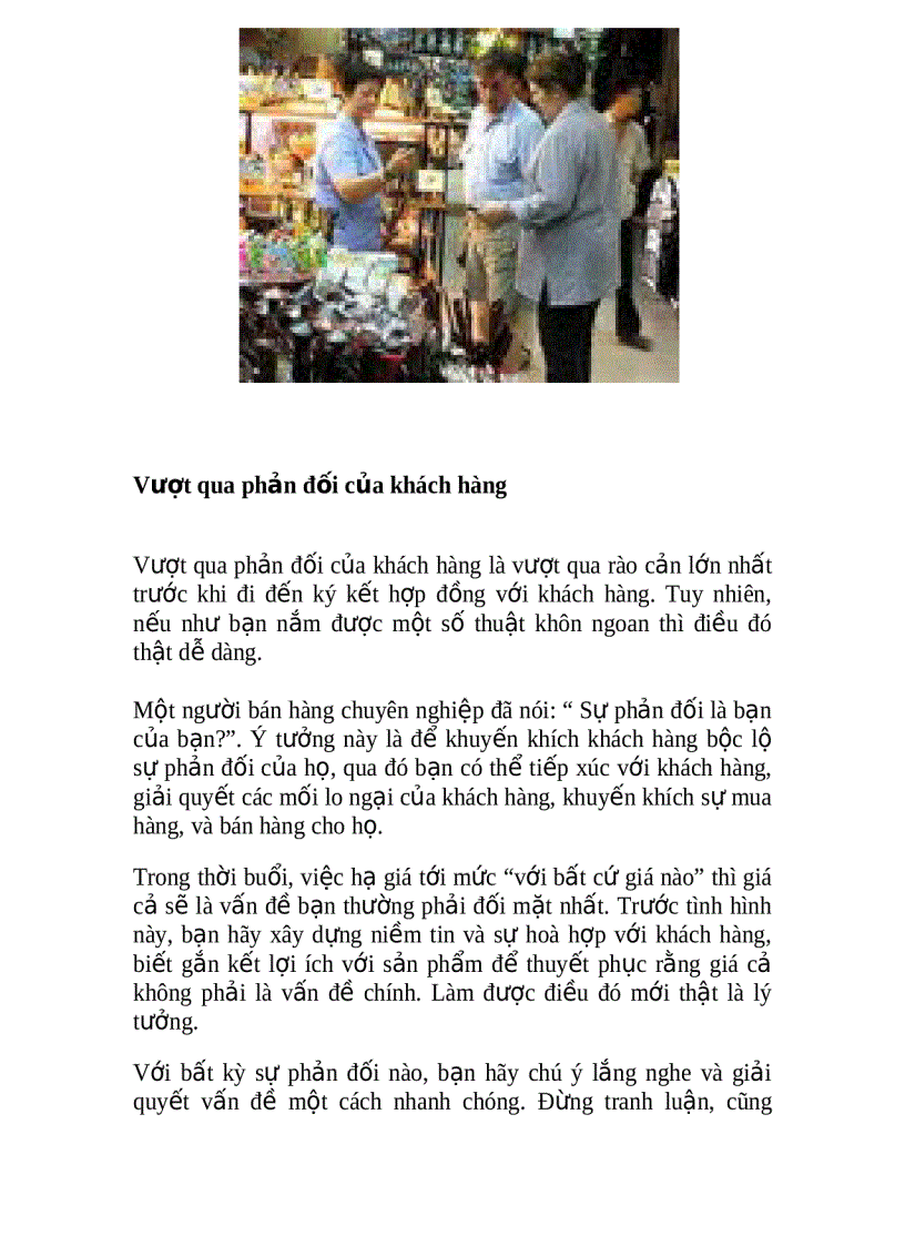 image for page Vượt qua phản đối của khách hàng