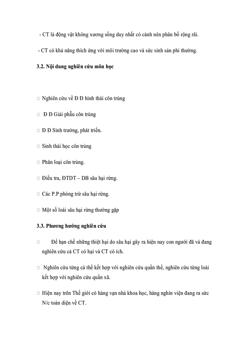 image for page Mục đích mục tiêu môn học Côn trùng rừng