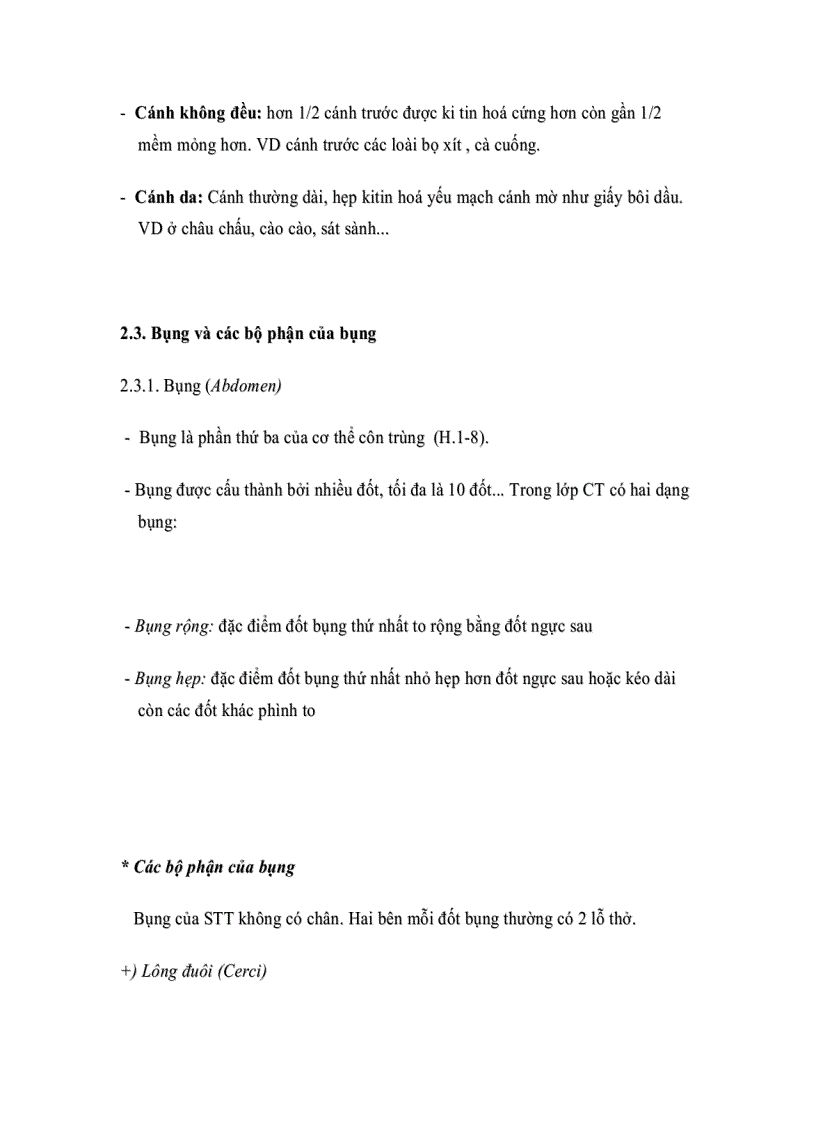 image for page Đặc điểm hình thái côn trùng