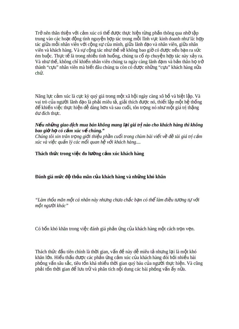 image for page Giá trị xúc cảm và việc quản lý các mối quan hệ với khách hàng