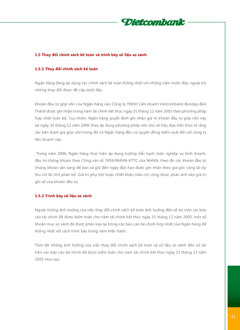 image for page BÁO CÁO KIỂM TOÁN các báo cáo tài chính hợp nhất của Ngân hàng Ngoại Thương Việt Nam cho năm tài chính kết thúc ngày 31 tháng 12 năm 2006