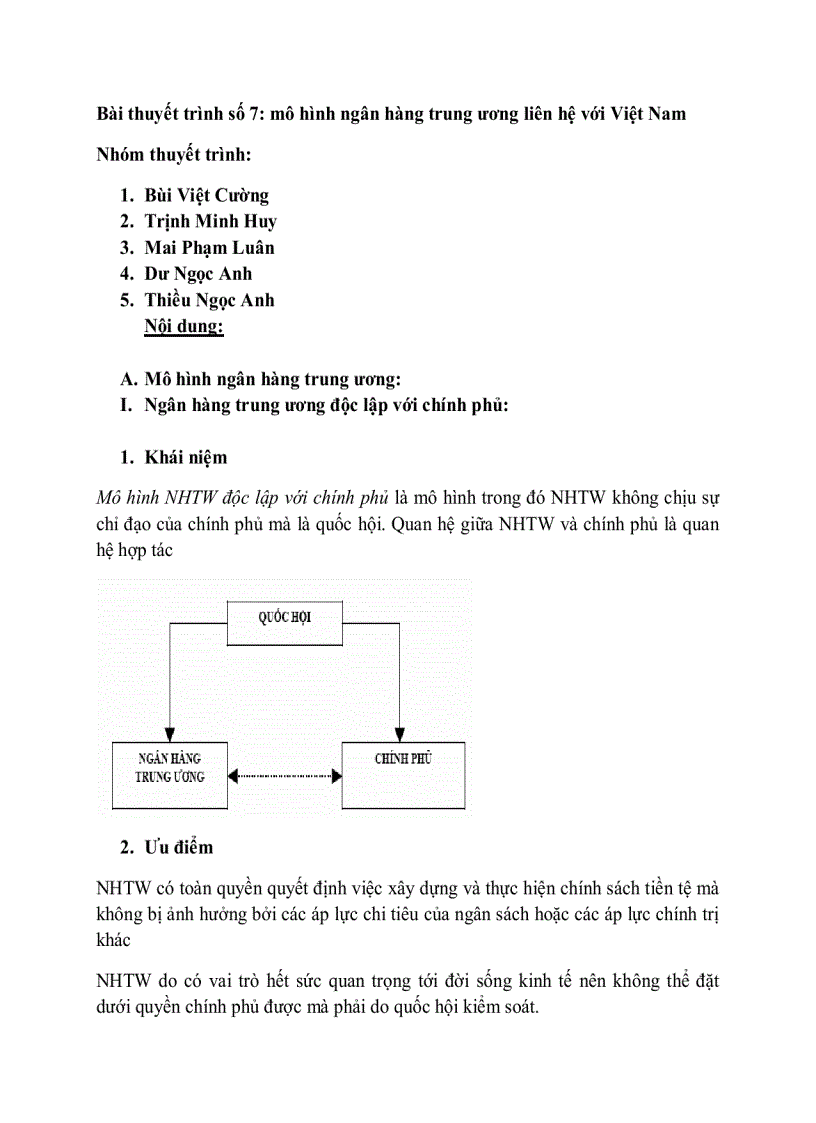 image for page Mô hình ngân hàng trung ương liên hệ với Việt Nam Lọi ích và hạn chế