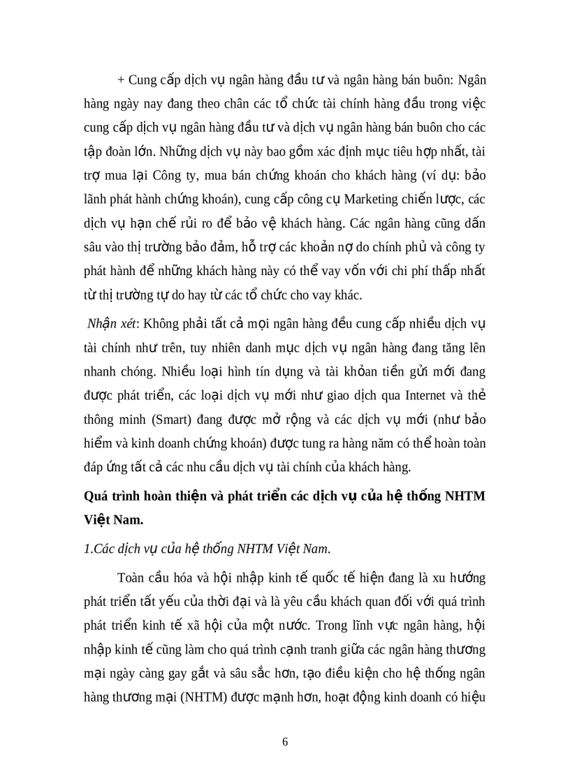 image for page Hoạt động kinh doanh dịch vụ của các ngân hàng thương mại Quá trình hoàn thiện và phát triển các dịch vụ của hệ thổng nhtm việt nam
