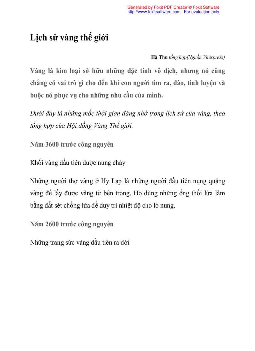 image for page Lịch sử vàng thế giới