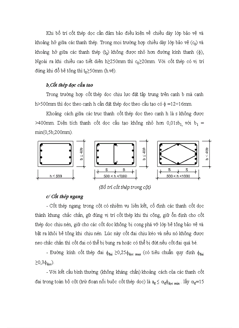 Yêu cầu về bố trí thép