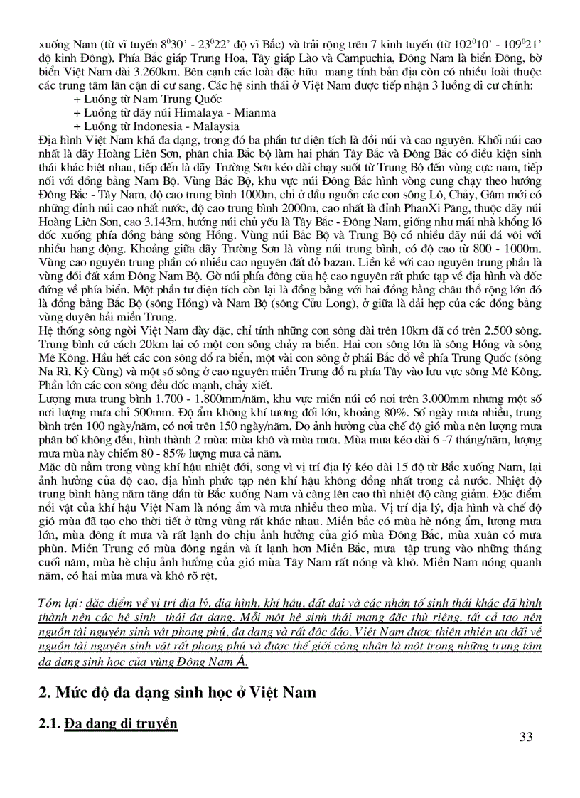 image for page Đa Dạng Sinh Học Và Bảo Tồn ĐDSH ở Việt Nam