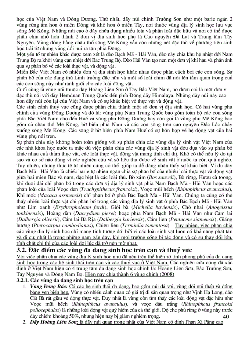 image for page Đa Dạng Sinh Học Và Bảo Tồn ĐDSH ở Việt Nam