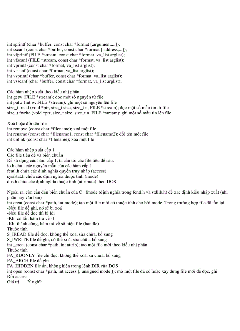 image for page Các hàm trong thư viện của C C