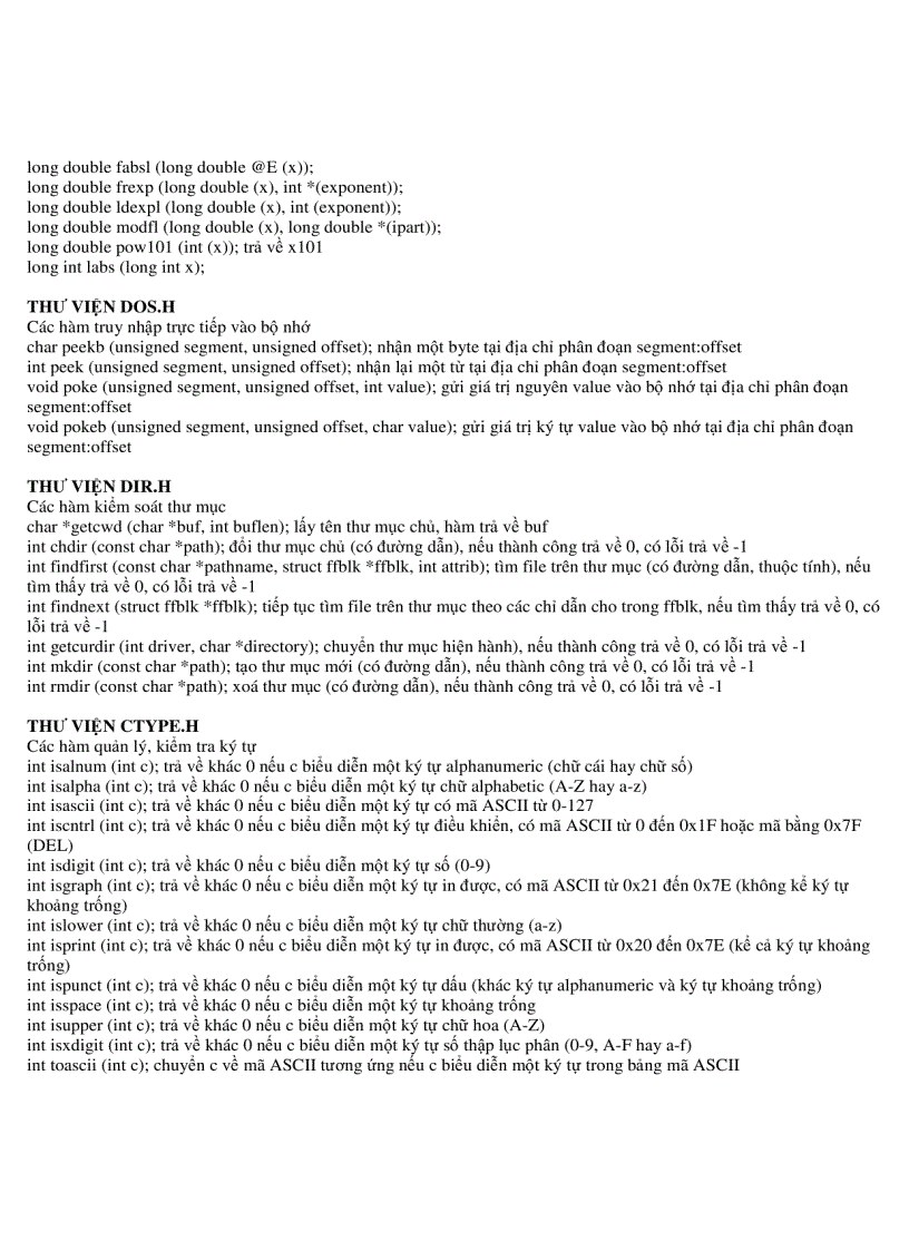 image for page Các hàm trong thư viện của C C