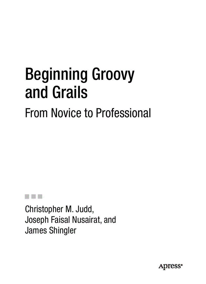 image for page Beginning Groovy and Grails From Novice to Professional
