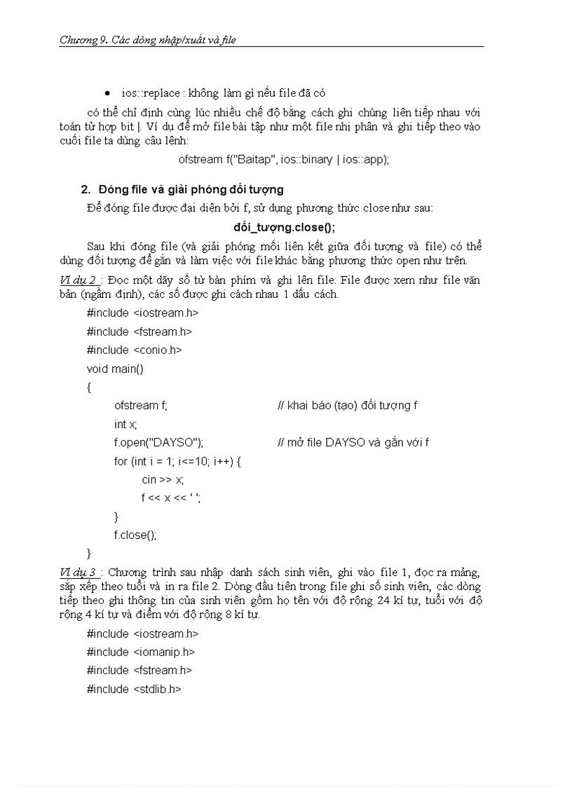 image for page Các dòng nhập xuất và file