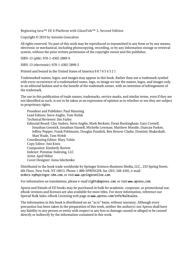 image for page Beginning Java EE 6 Platform with GlassFish 3 From Novice to Professional