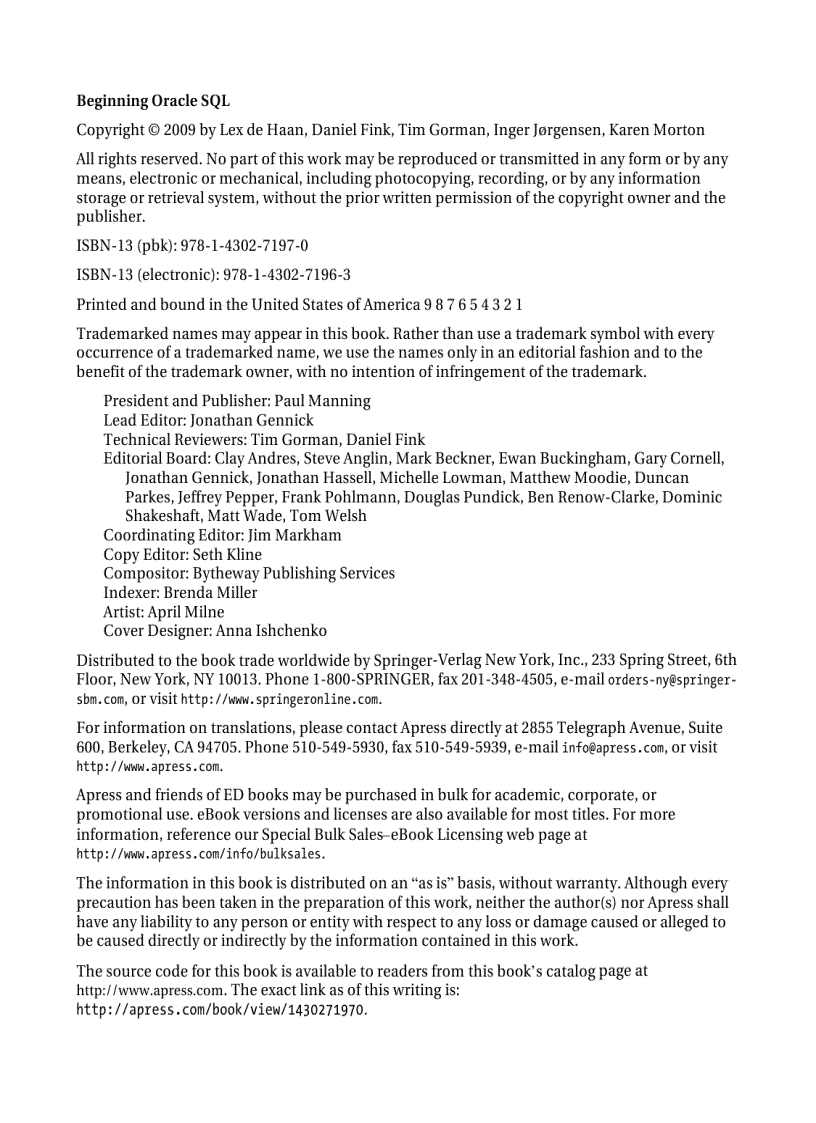 image for page Beginning Oracle SQL