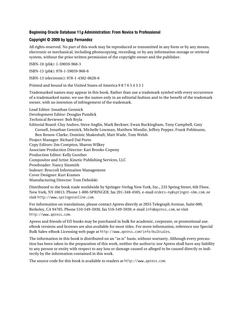 image for page Beginning Oracle Database 11g Administration From Novice to Professional