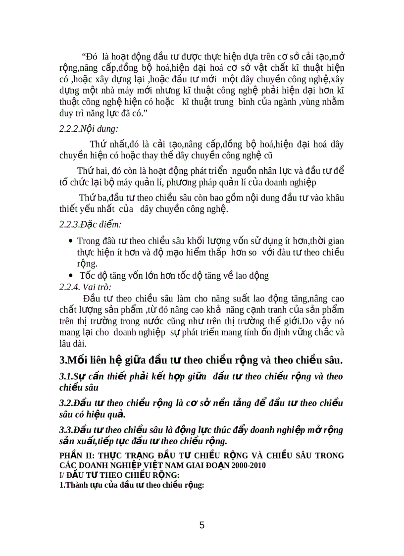 image for page Mối quan hệ giữa đầu tư theo chiều rông và đầu tư theo chiều sâu