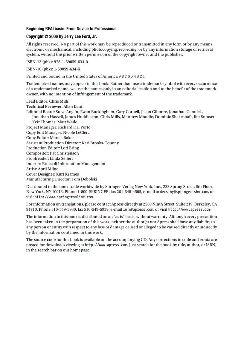 image for page Beginning REALbasic From Novice to Professional