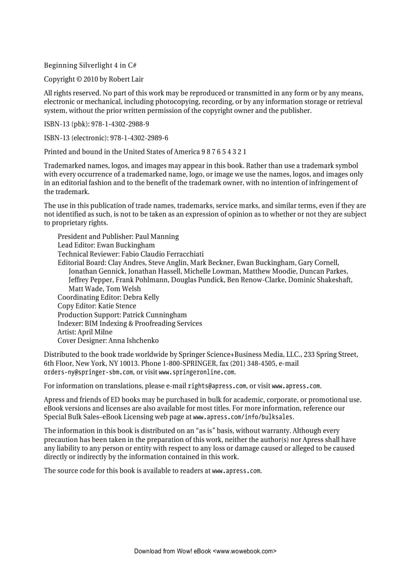 image for page Beginning Silverlight 4 in C