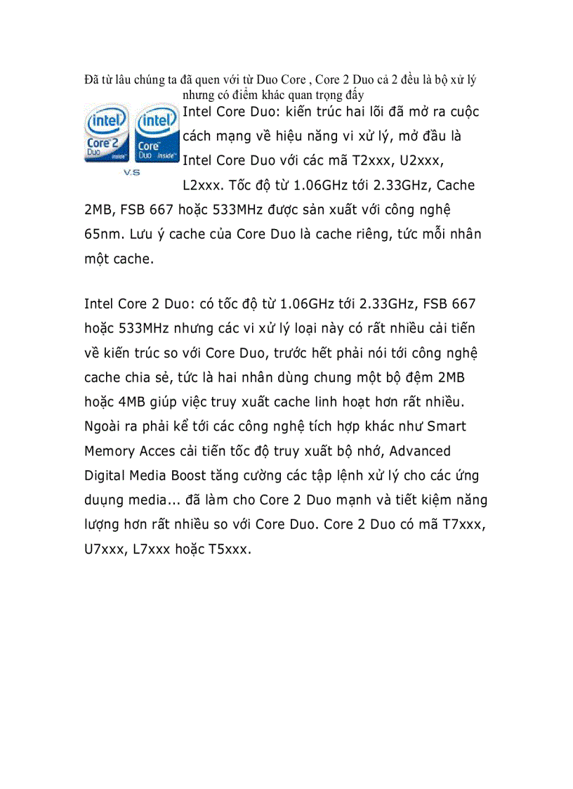 image for page Phân biệt CPU Core Duo và Core 2 Duo