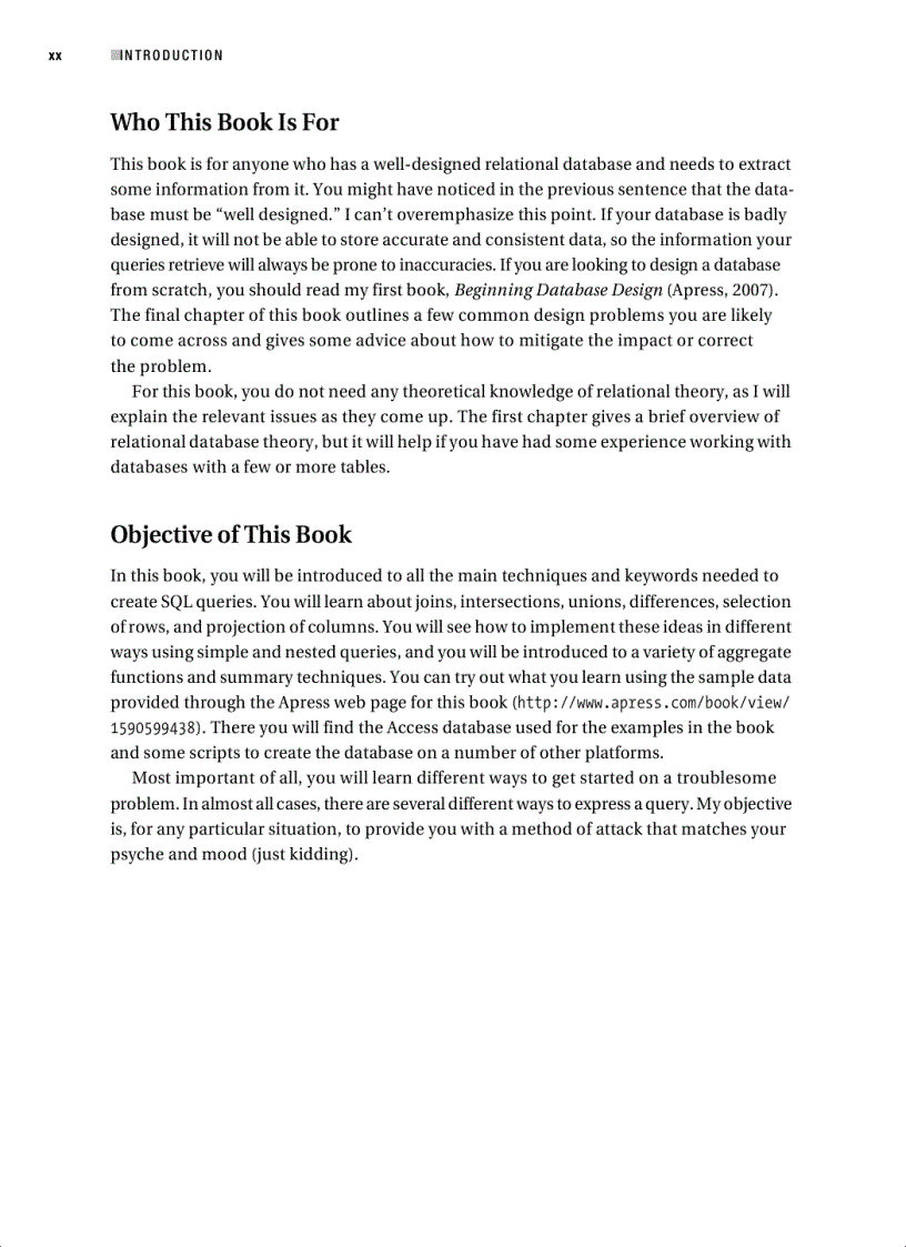 image for page Beginning SQL Queries From Novice to Professional