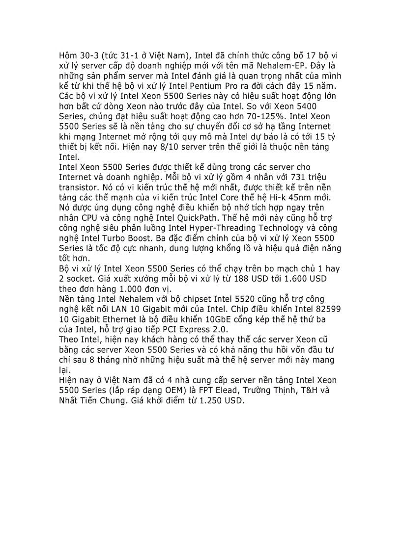 image for page Thế hệ bộ vi xử lý server mới Intel Nehalem