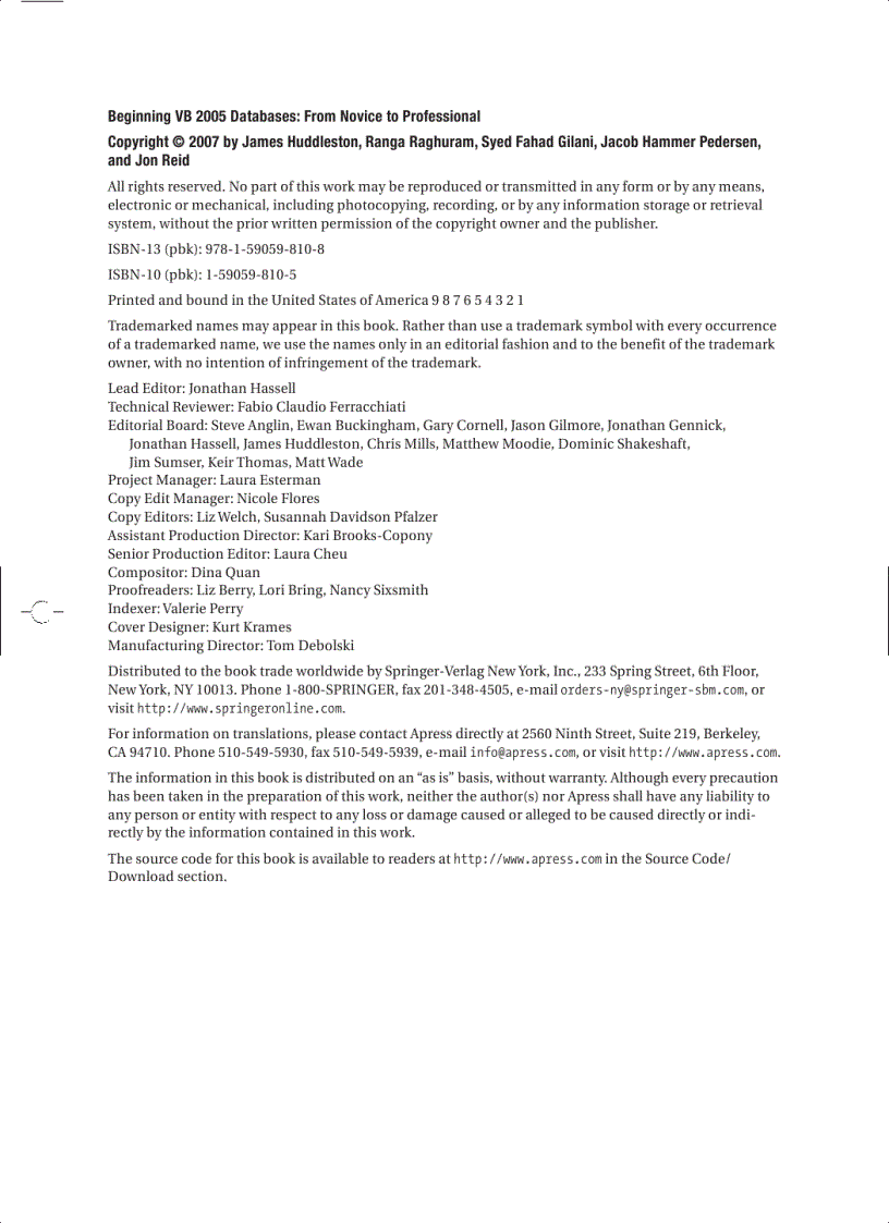 image for page Beginning VB 2005 Databases From Novice to Professional