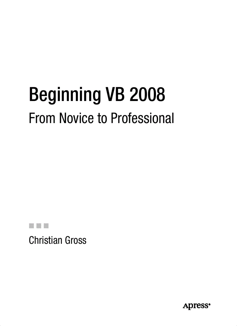 image for page Beginning VB 2008 From Novice to Professional
