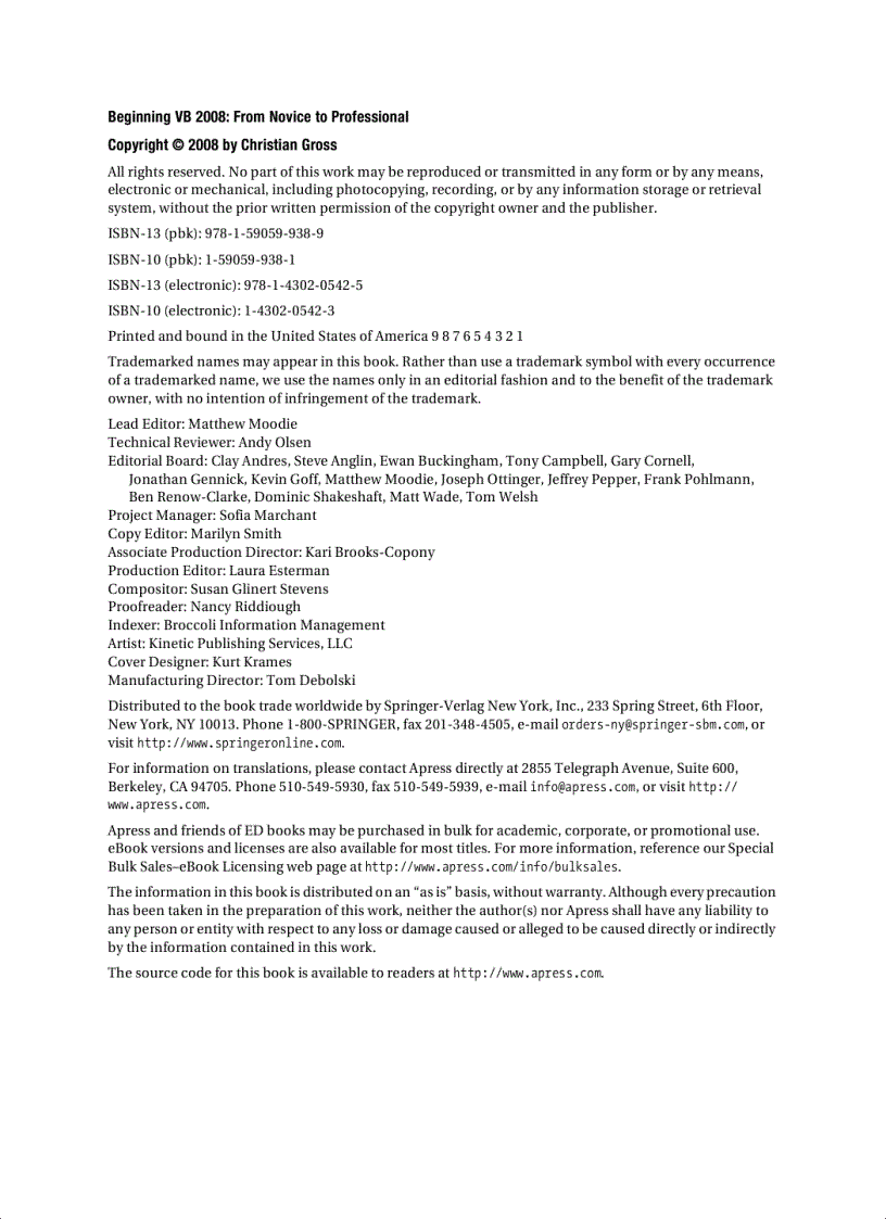 image for page Beginning VB 2008 From Novice to Professional