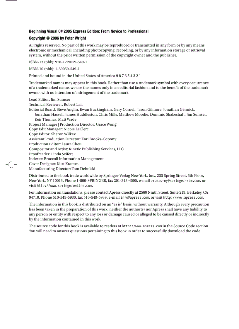 image for page Beginning Visual C 2005 Express Edition From Novice to Professional