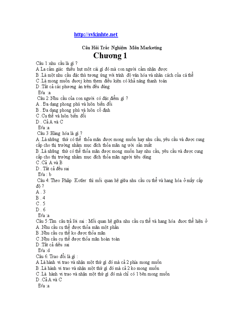 image for page Câu Hỏi Trắc Nghiệm Môn Marketing 3