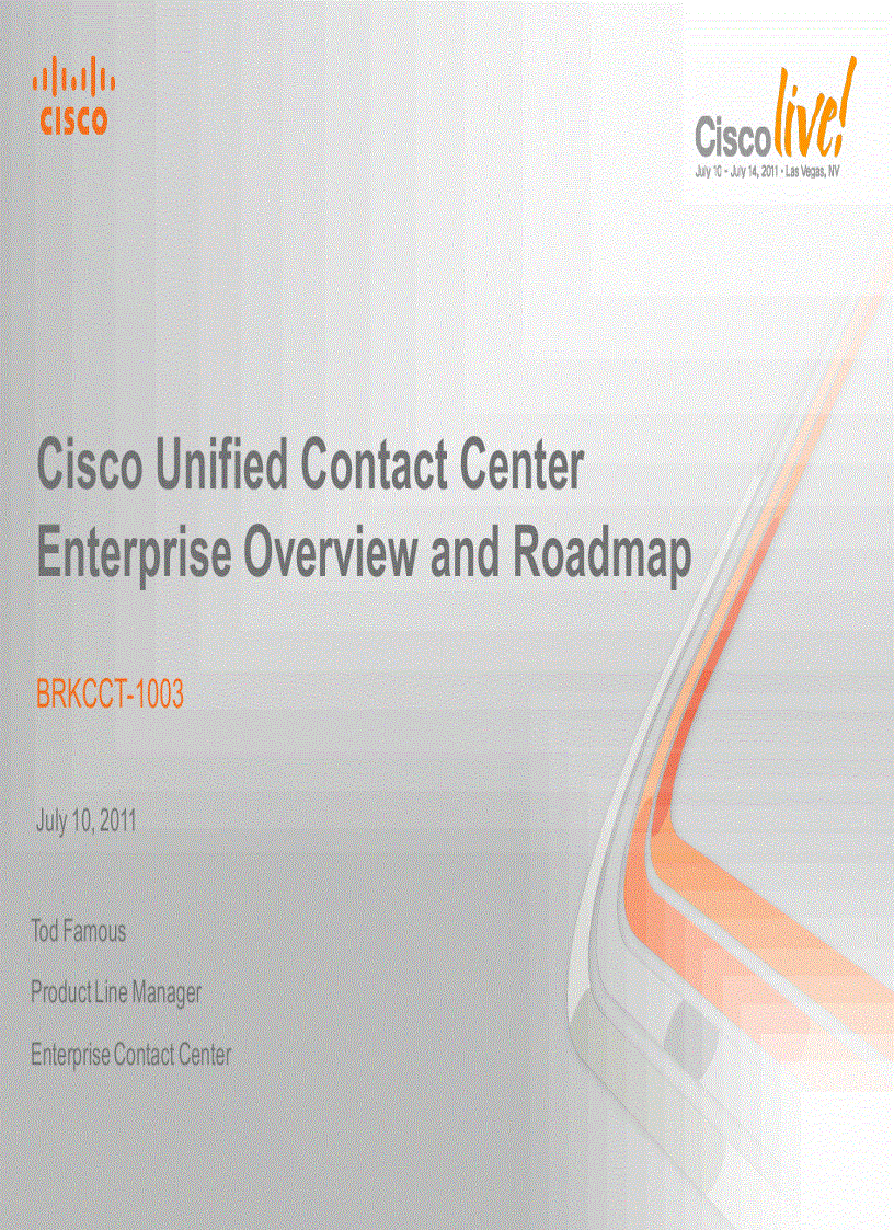 image for page Cisco Unified Contact CenterEnterprise Overview and Roadmap