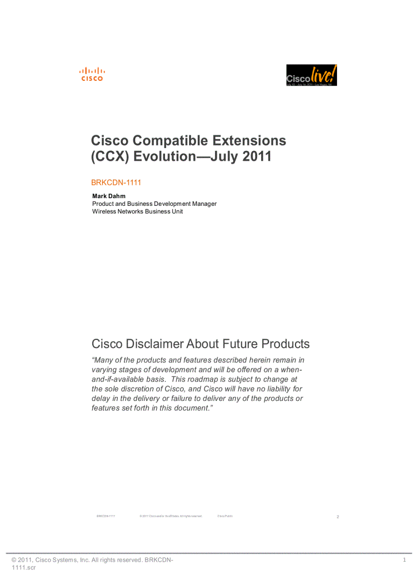 image for page Cisco Compatible Extensions CCX Evolution July 2011