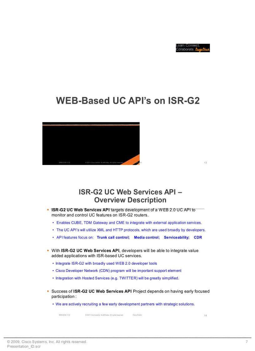image for page Cisco Services Routing Strategy UC API s on ISR G2 Platform