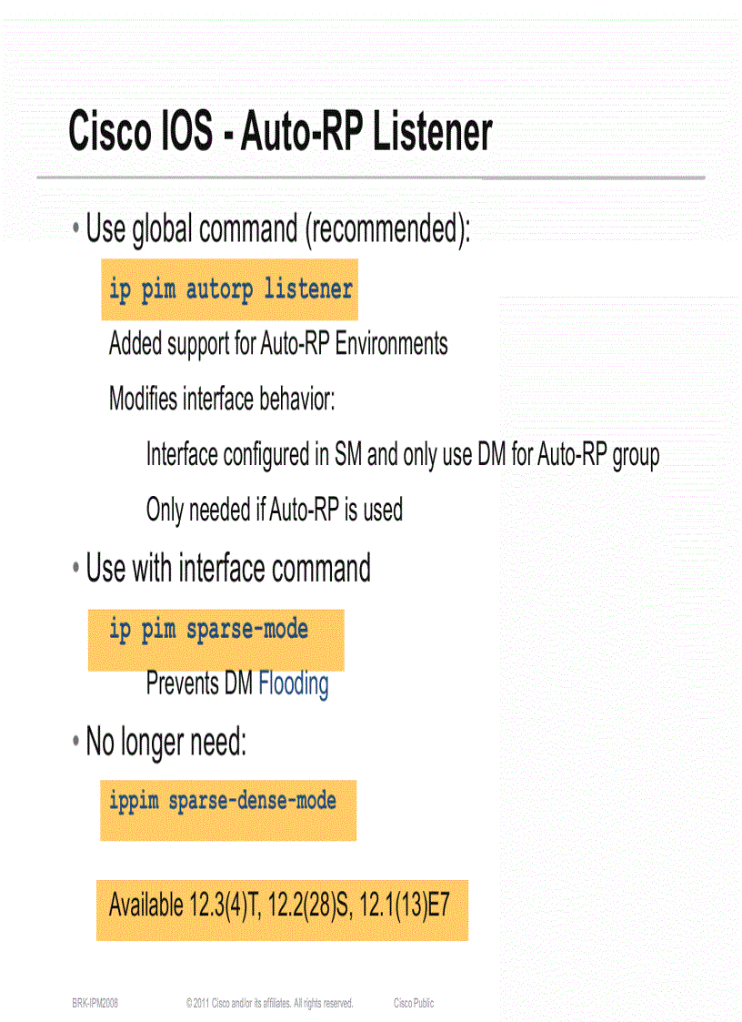 image for page Advanced Topics in IP Multicast Deployment BRKIPM 2008