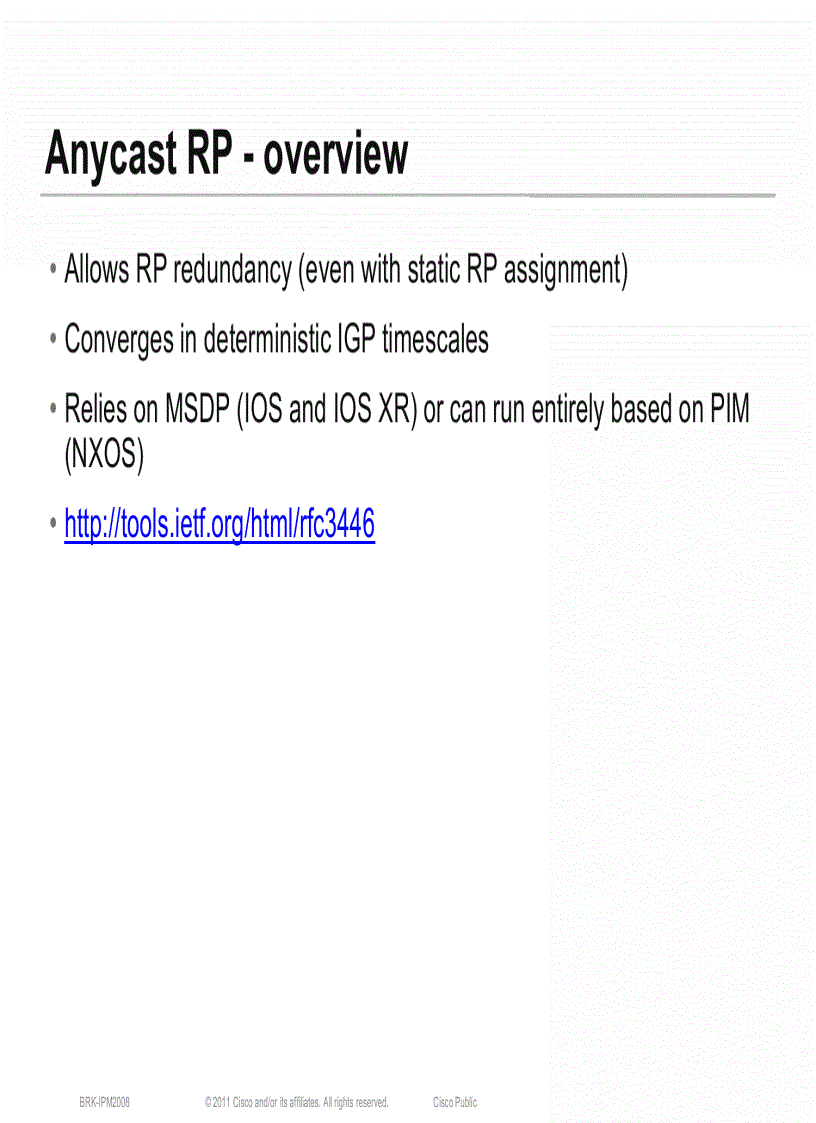 image for page Advanced Topics in IP Multicast Deployment BRKIPM 2008