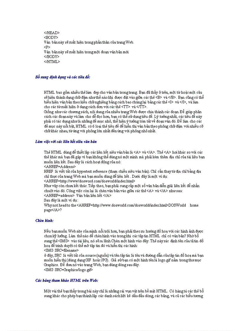 Tài liệu hướng dẫn tự học HTML Thiết kế Web