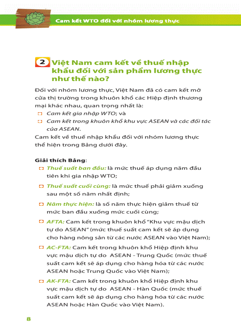 image for page Cam kết wto đối với nhóm luơng thực rau quả