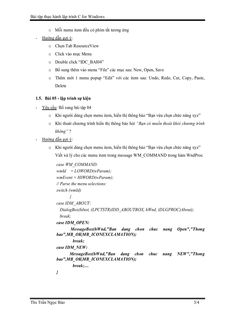 image for page Bài tập thực hành lập trình c for windows