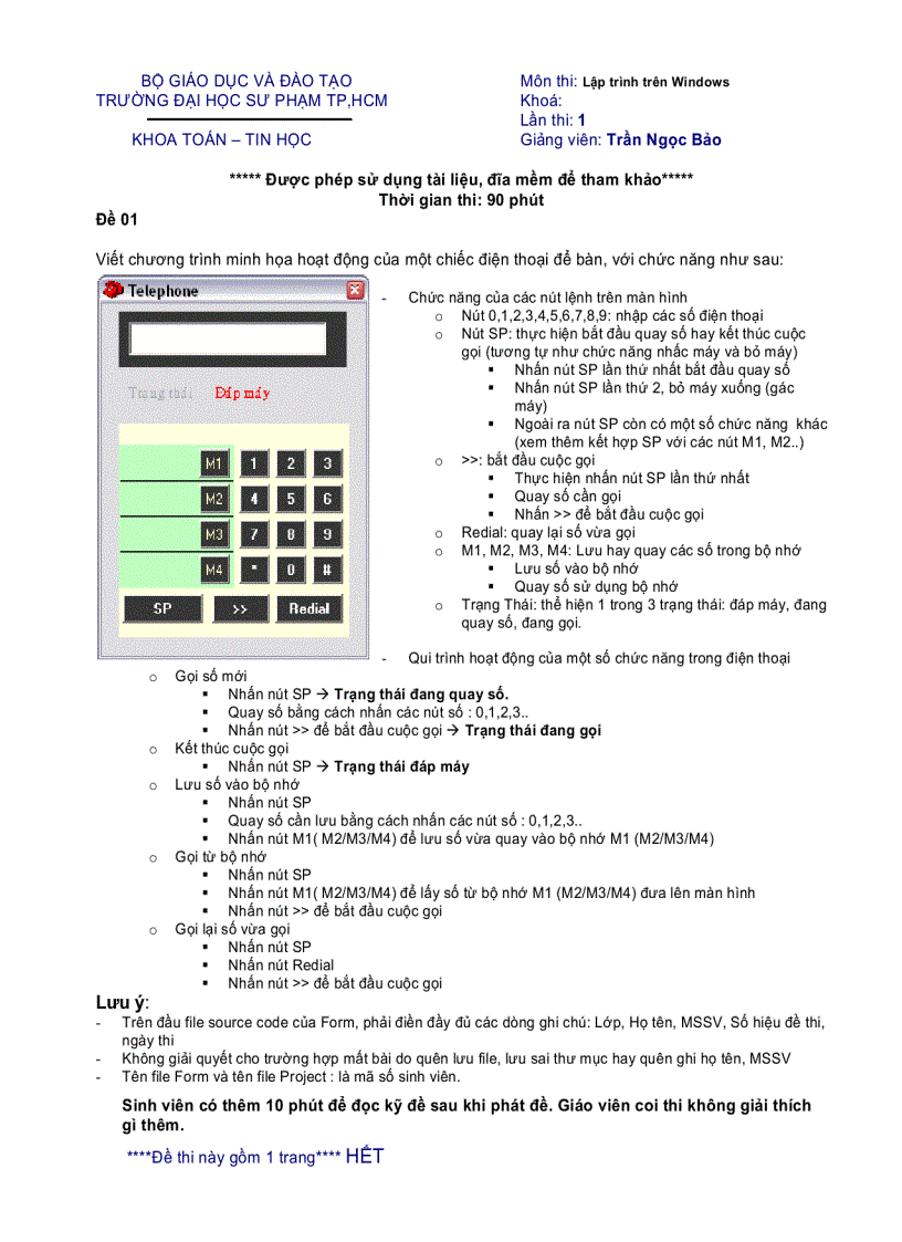 image for page Môn thi Lập trình trên Windows đề 1