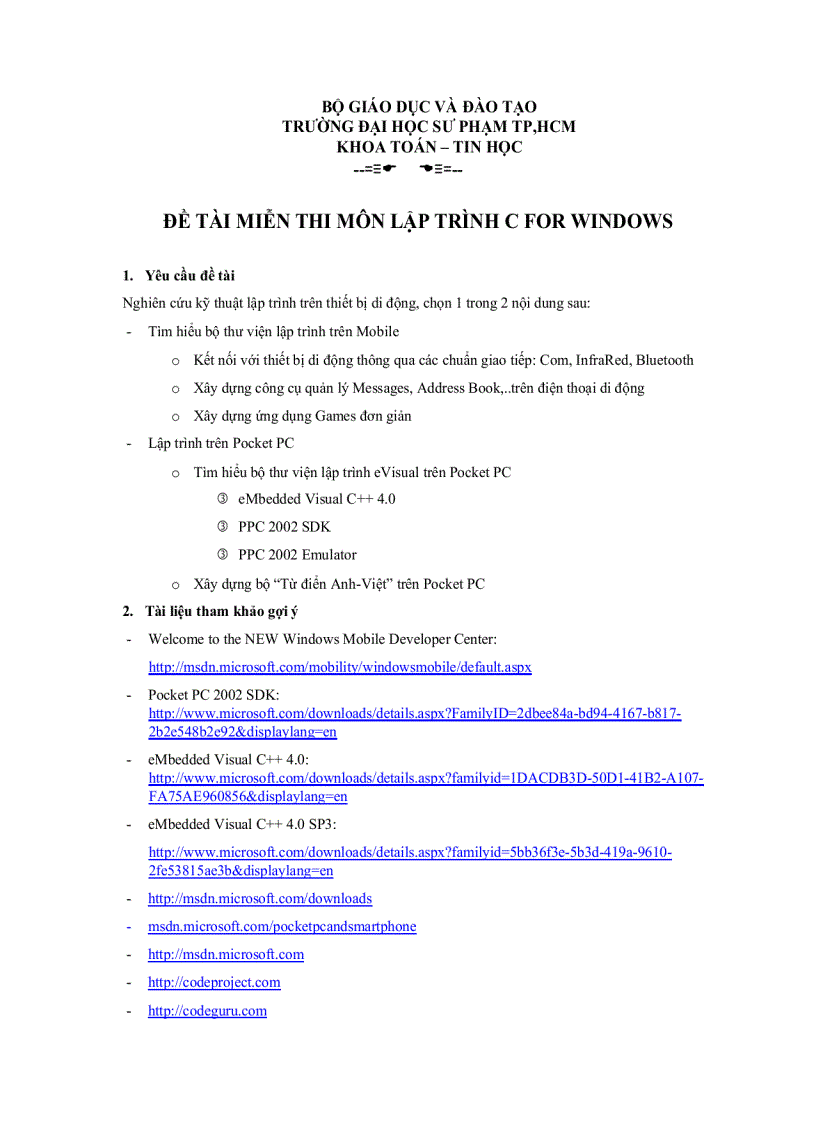 image for page Đề tài miễn thi môn lập trình c for windows đề 3