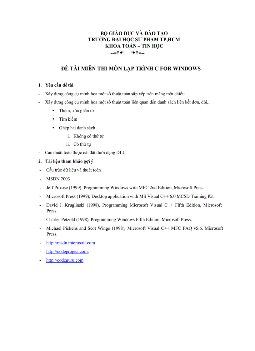 image for page Đề tài miễn thi môn lập trình c for windows đề 4