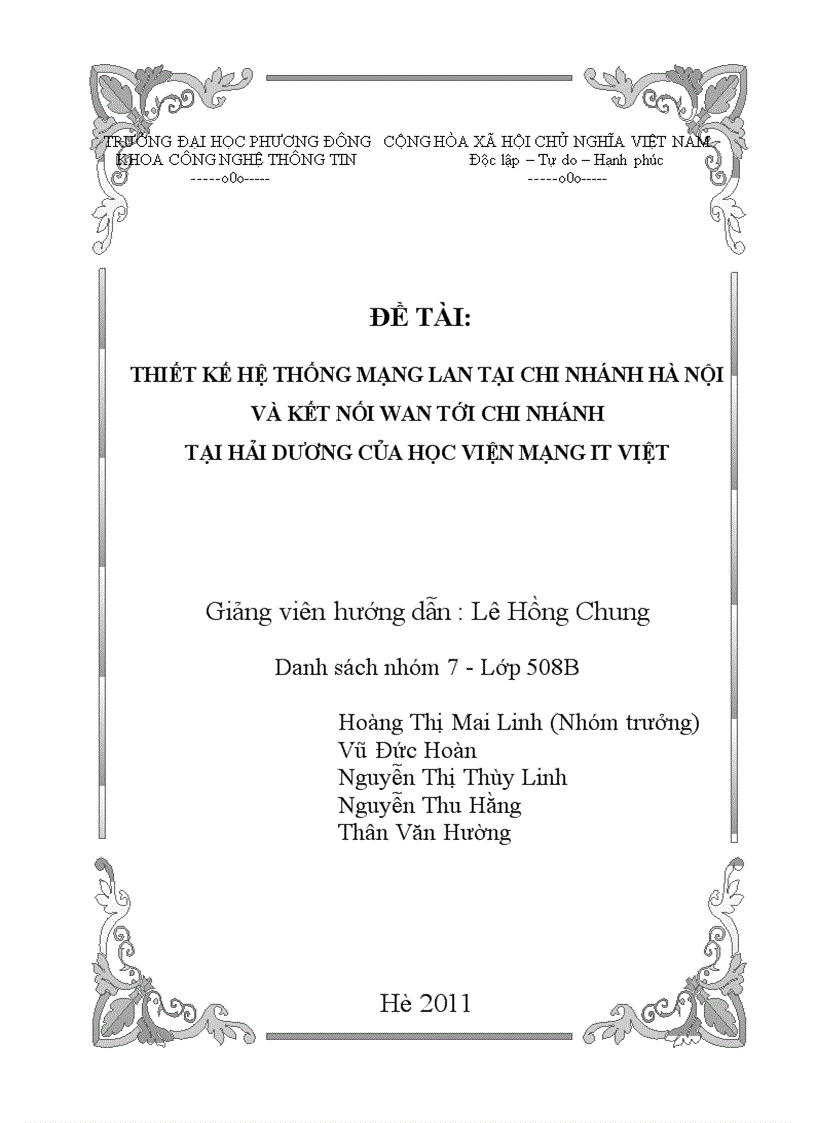 image for page Đề tài môn Thiết kế mạng LAN