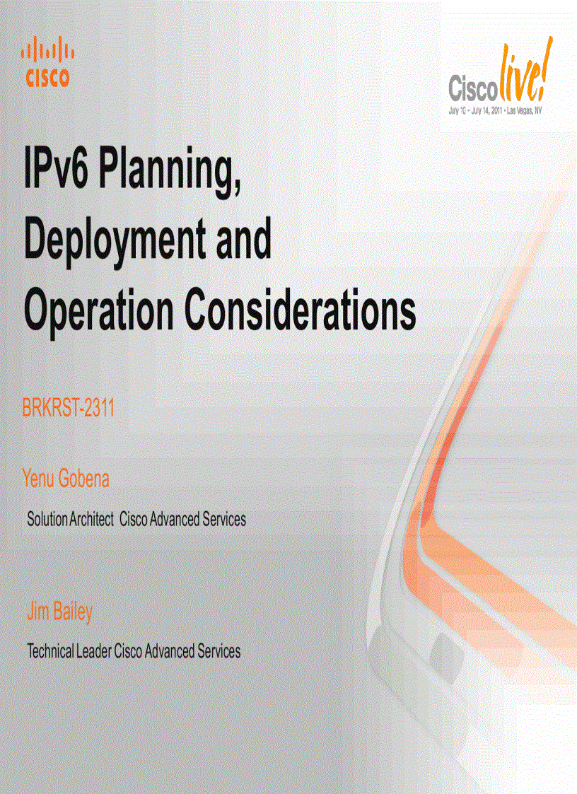 IPv6 Planning Deployment and Operation Considerations