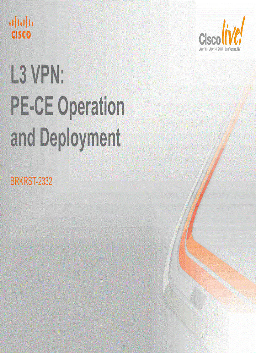 L3 VPN PE CE Operation and Deployment