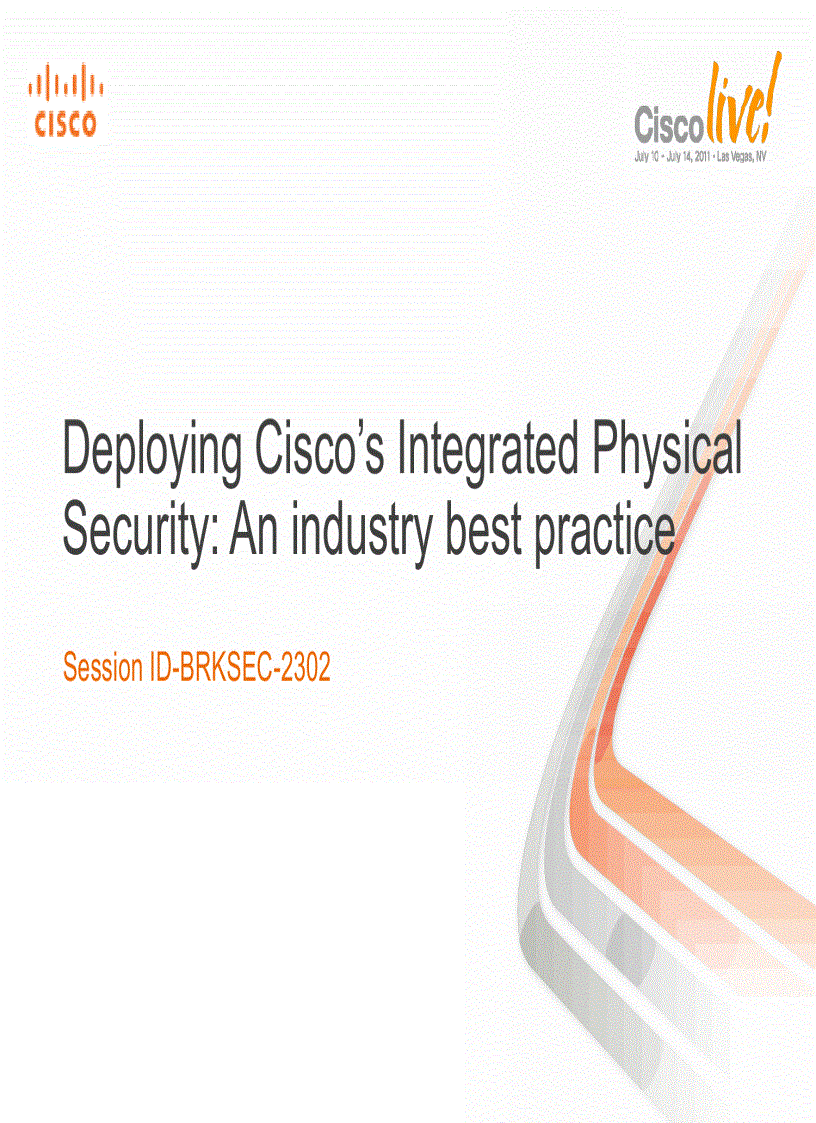 image for page Deploying Cisco s Integrated Physical Security An industry best practice