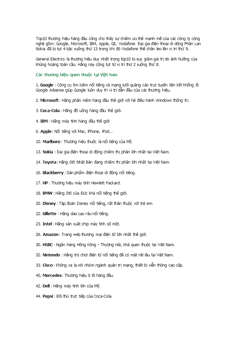 image for page Top 100 thương hiệu giá trị nhất thế giới 2009